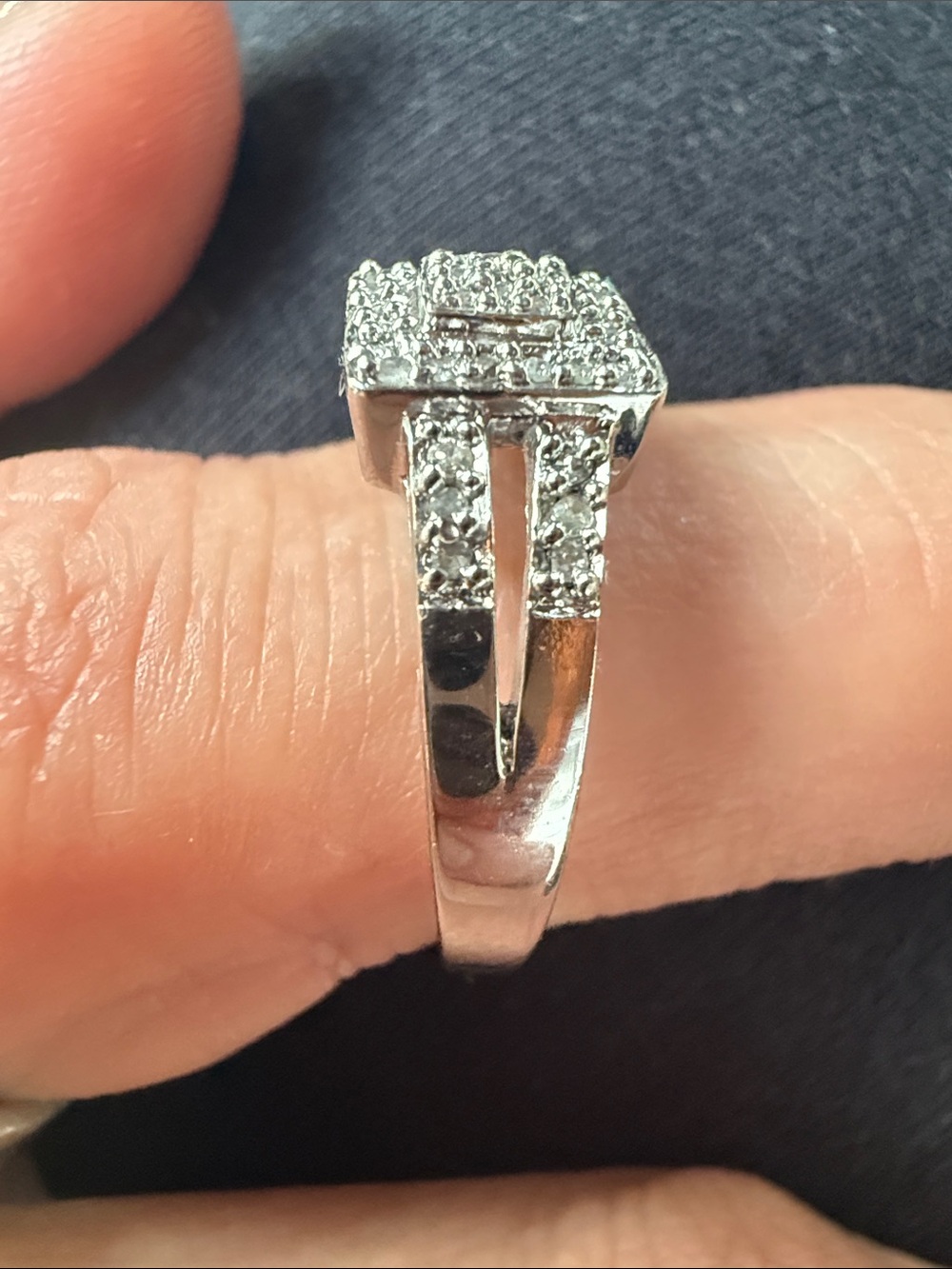 Vintage Square Halo Diamond Ring - Sz7 - Picture 14 of 17